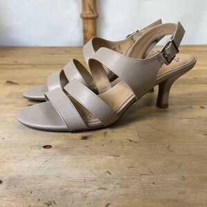 Nude Heels Strappy Slingback Sandals Women’s 8.5 Abella Francine